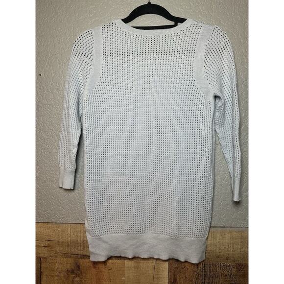 ANN TAYLOR Merino Wool Open Knit Sweater Womens S‎ Baby Blue Preppy Quiet Luxury - Picture 4 of 8